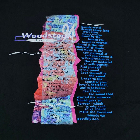 Vintage 1994 Woodstock Live It Love Pepsi T‎ Shirt Black XL Festival -READ- - Picture 8 of 8